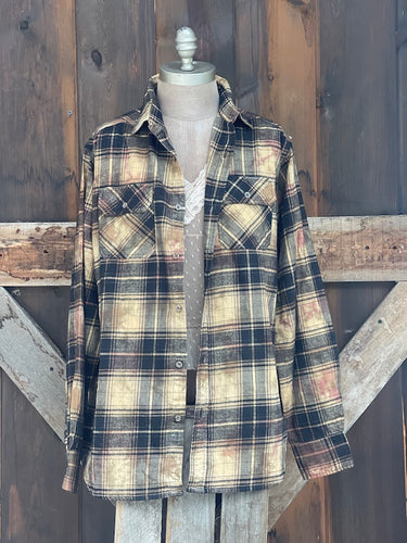 Halloween Series Art Flannel- HAUNTED MANSION Spooky Gold Plaid